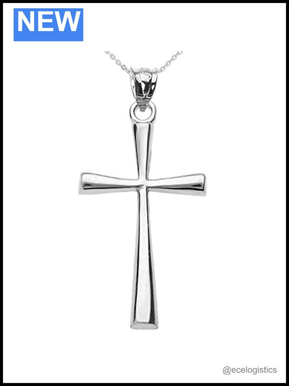 Sterling Silver Flared Cross Pendant Necklace Rolo Chain 20 Inch